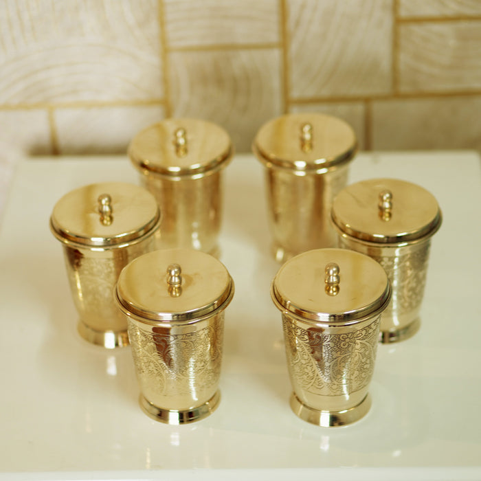 Brass Glass with Lid / Coaster - Brass Globe