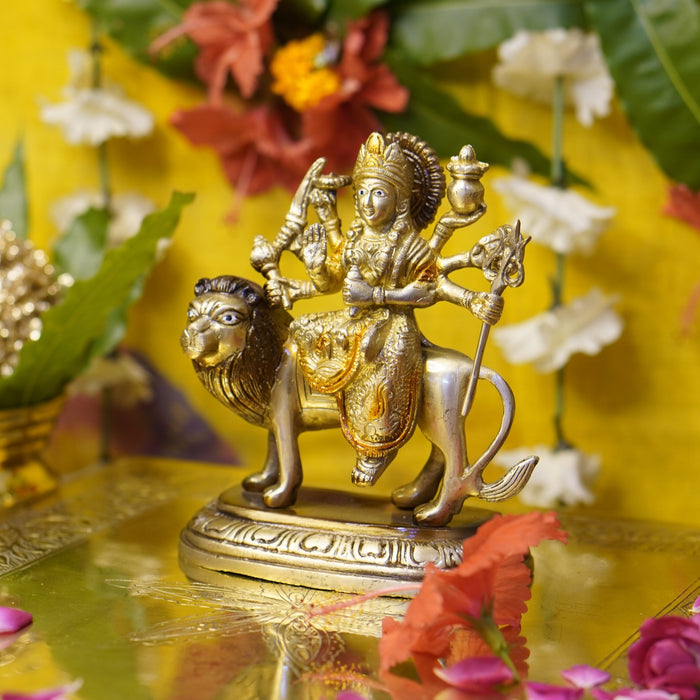 Brass Goddess Durga Idol - Brass Globe -