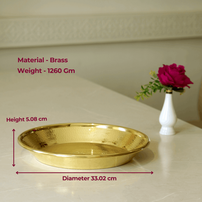Brass Hammered Paraat with Glossy Finish