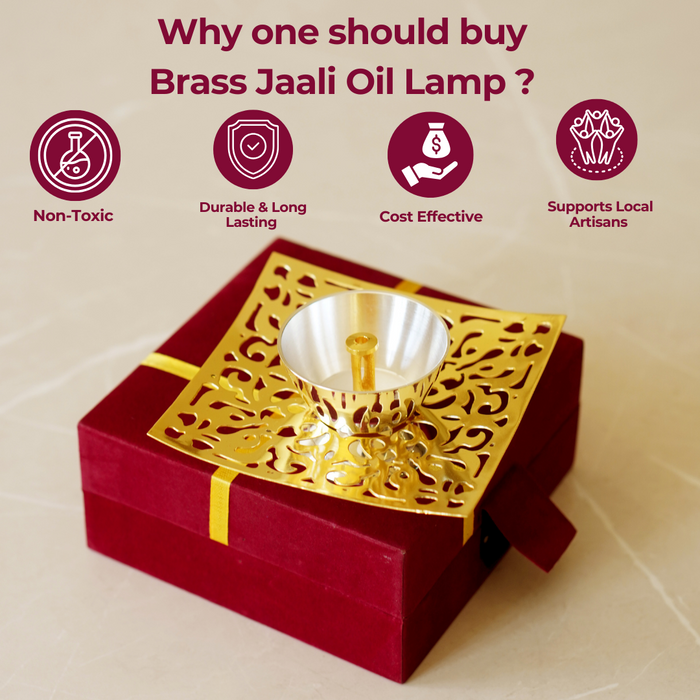 Brass Jaali Oil Lamp [Deepak] - Brass Globe