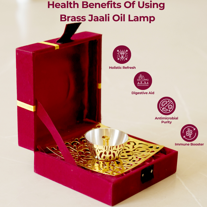 Brass Jaali Oil Lamp [Deepak] - Brass Globe