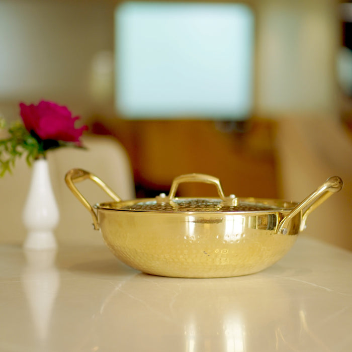Brass Kadahi With Lid(Tin Coated) - Brass Globe