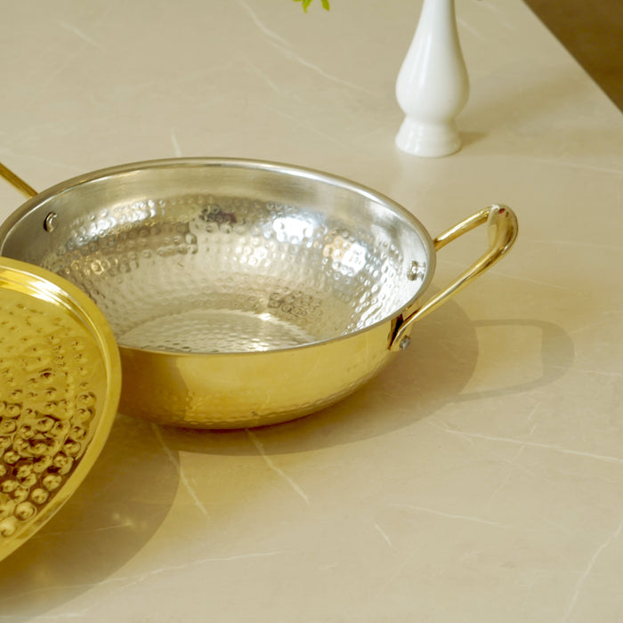 Brass Kadahi With Lid(Tin Coated) - Brass Globe