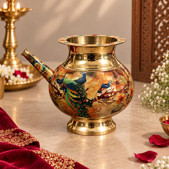 Brass Karwa for Karwachauth (Peacock)