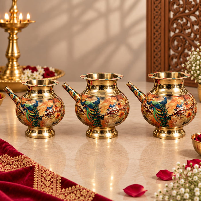Brass Karwa for Karwachauth (Peacock)