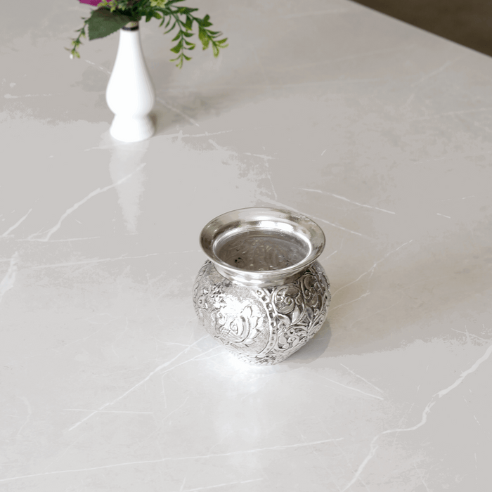 Brass Mayur Lota / Kalash with Silver Finish