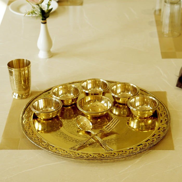 Brass / pital Jaalidaar Dinner set - Brass Globe -