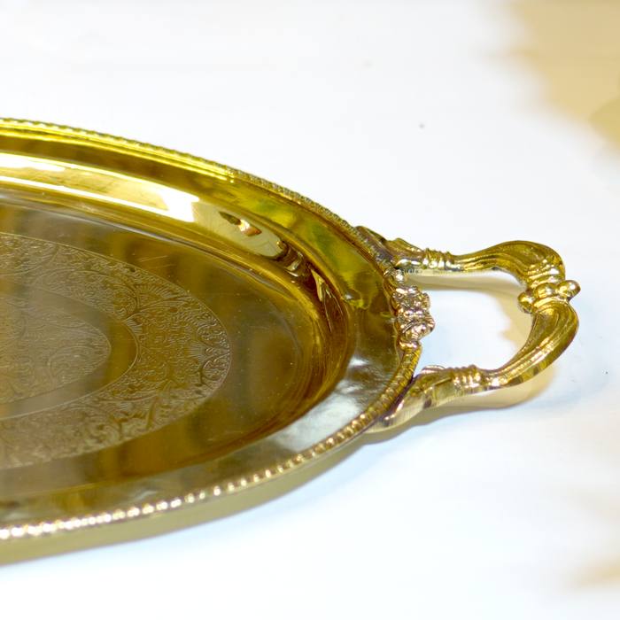 Brass Serving Tray with Handle - Brass Globe