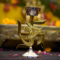 Brass Swastik Oil Lamp [Deepak] - Brass Globe -
