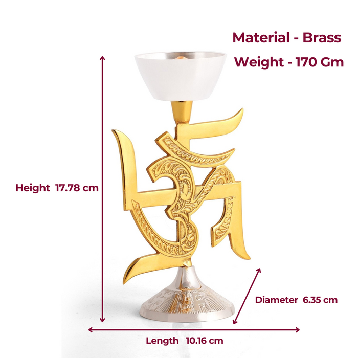 Brass Swastik Oil Lamp [Deepak] - Brass Globe