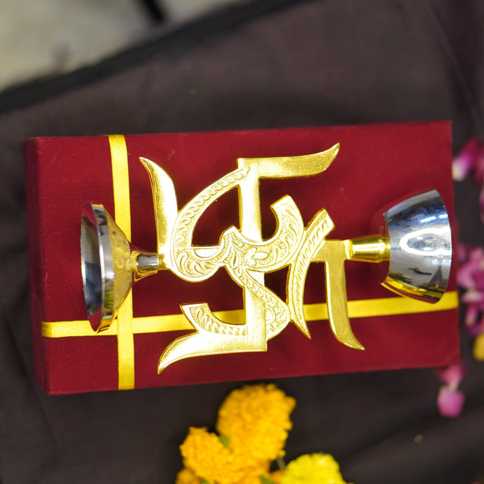 Brass Swastik Oil Lamp [Deepak] - Brass Globe -