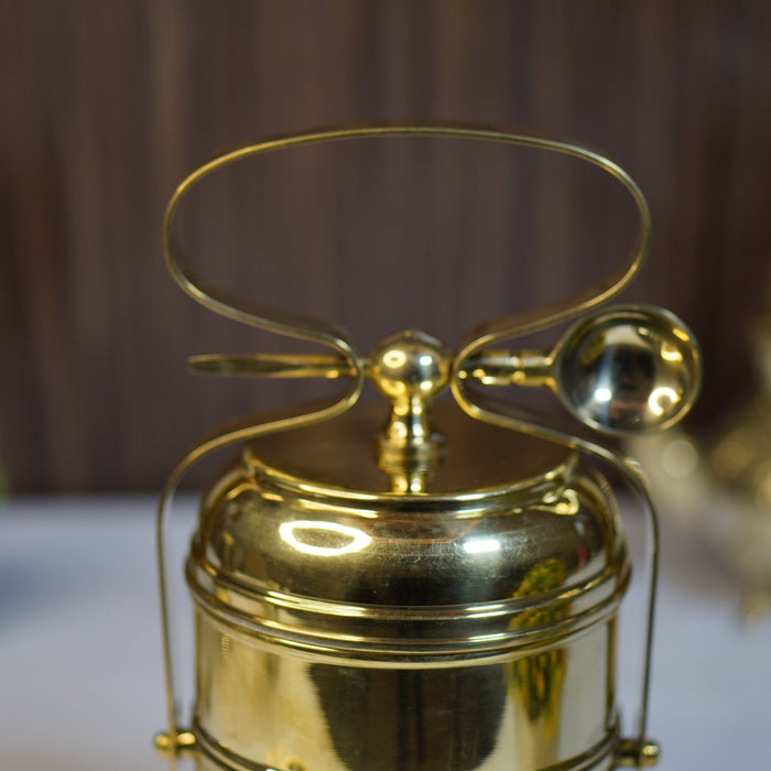 Brass Tiffin with spoon (2 compartment) - Brass Globe -