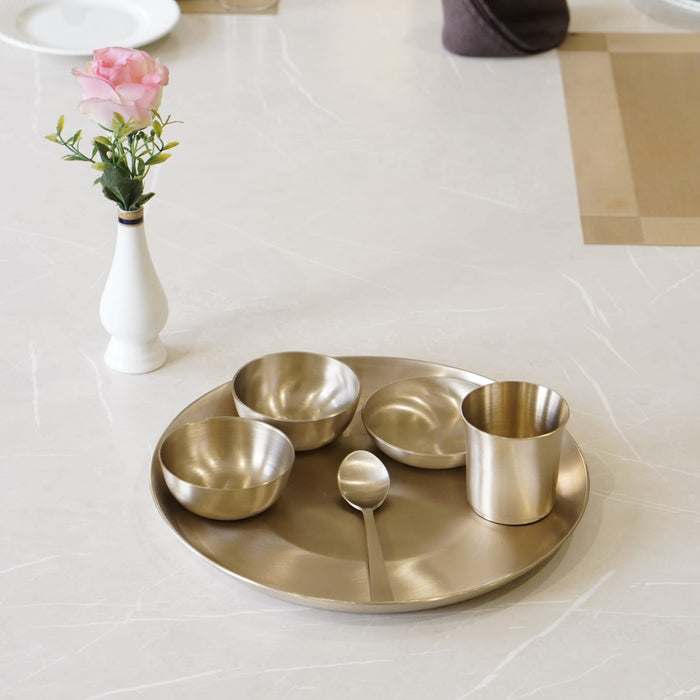 Bronze / Kansa Dinner Set Matte Finish (12inch plate) - Brass Globe