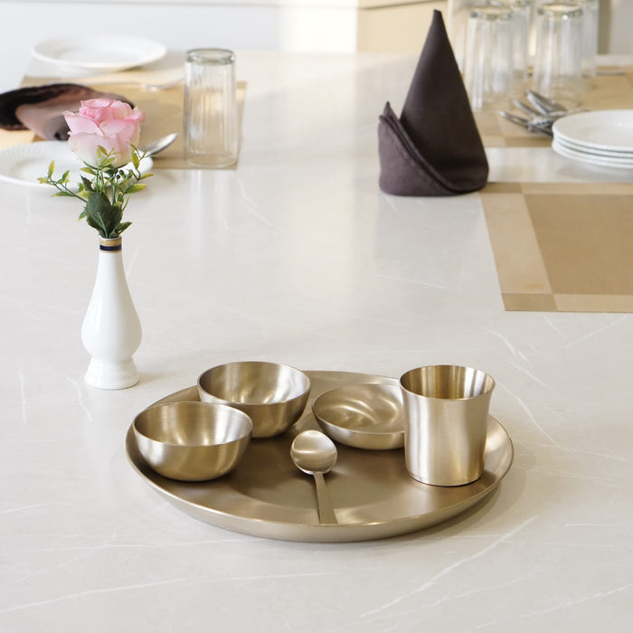Bronze / Kansa Dinner Set Matte Finish (12inch plate) - Brass Globe