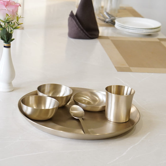 Bronze / Kansa Dinner Set Matte Finish (12inch plate) - Brass Globe
