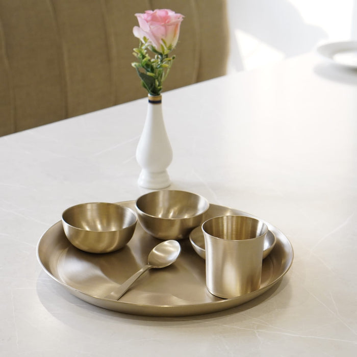 Bronze / Kansa Dinner Set Matte Finish (12inch plate) - Brass Globe