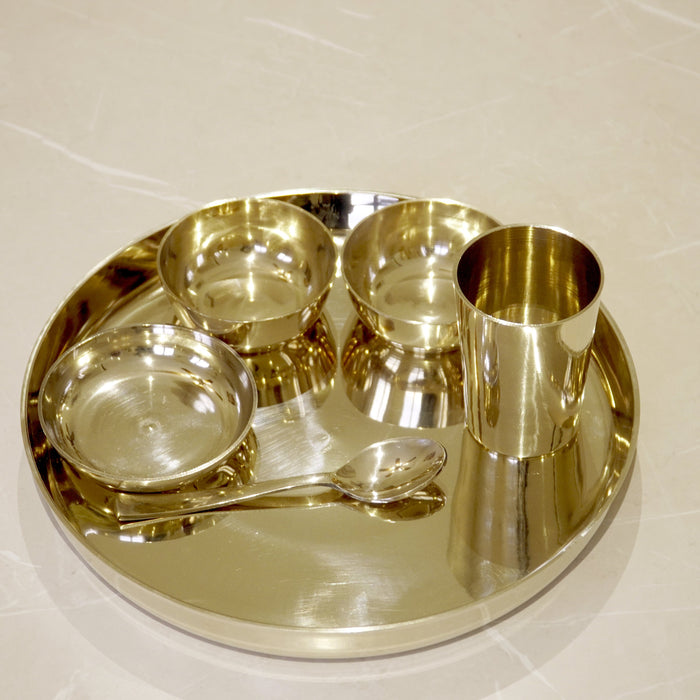 Bronze / Kansa Thali Set Glossy Finish - Brass Globe