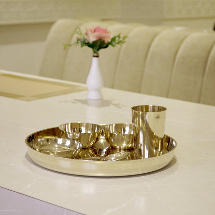Bronze / Kansa Thali Set Glossy Finish - Brass Globe