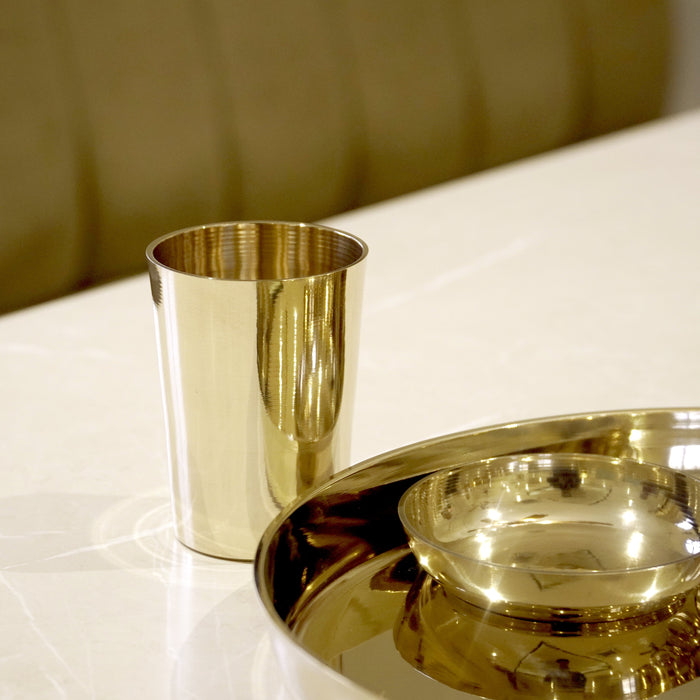 Bronze / Kansa Thali Set Glossy Finish - Brass Globe