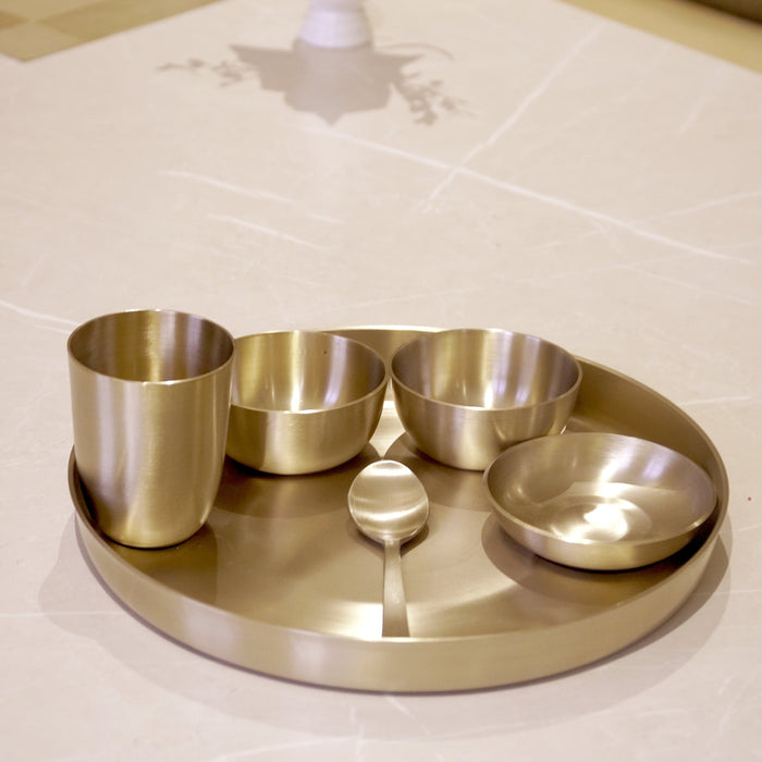 Bronze / Kansa Thali Set Glossy Finish - Brass Globe
