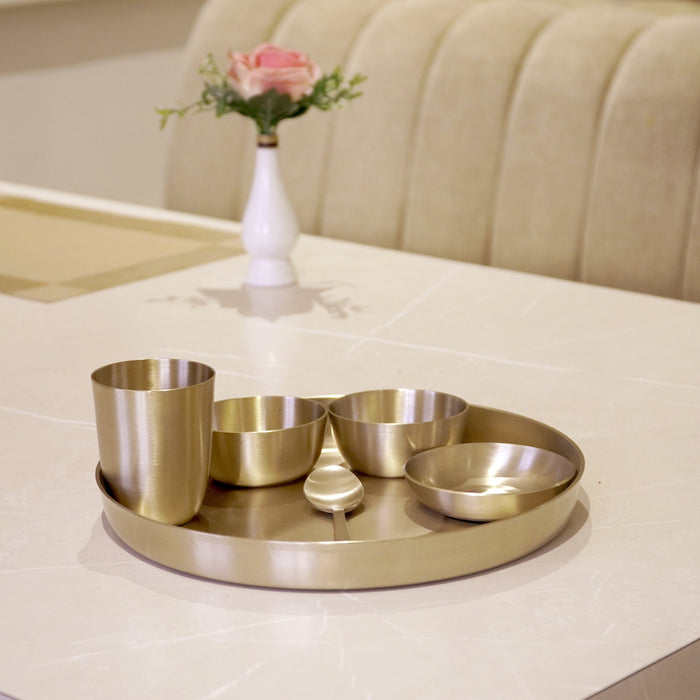 Bronze / Kansa Thali Set Glossy Finish - Brass Globe