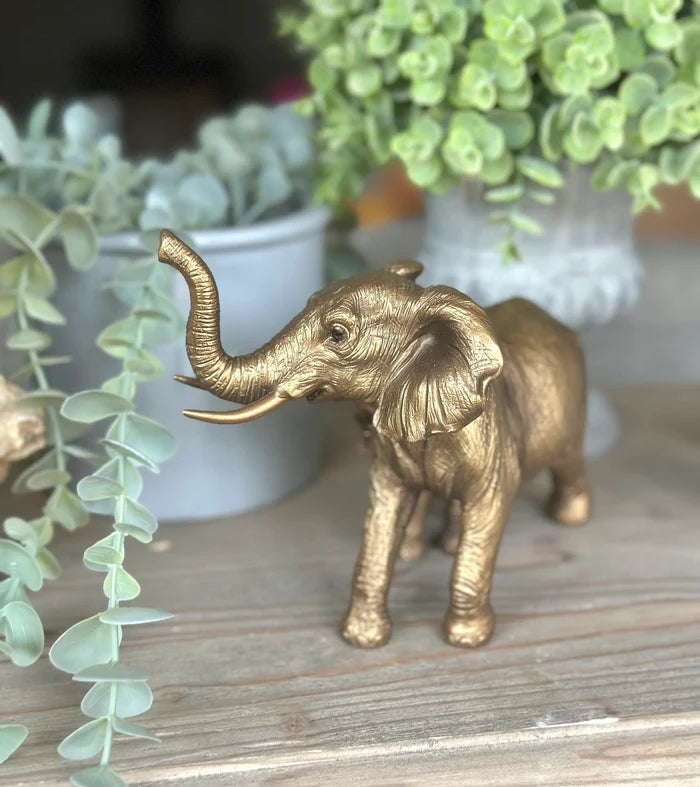 Bronzed Elephant and Baby Ornament