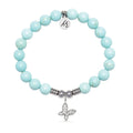 Butterfly CZ Charm with Blue Turquoise Gemstone Bracelet