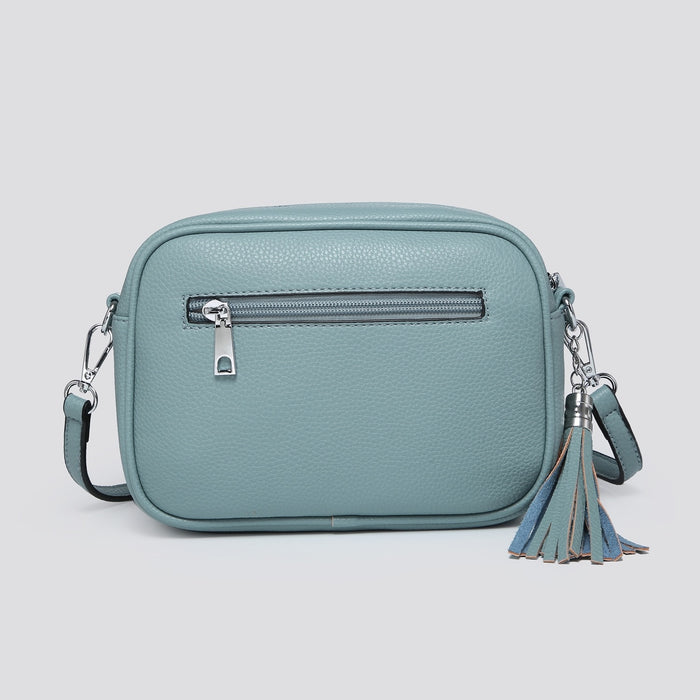 Cadet Blue Cross Body Handbag with Silver Star