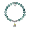 Candy Corn Charm with Teal White Jade Gemstone Bracelet