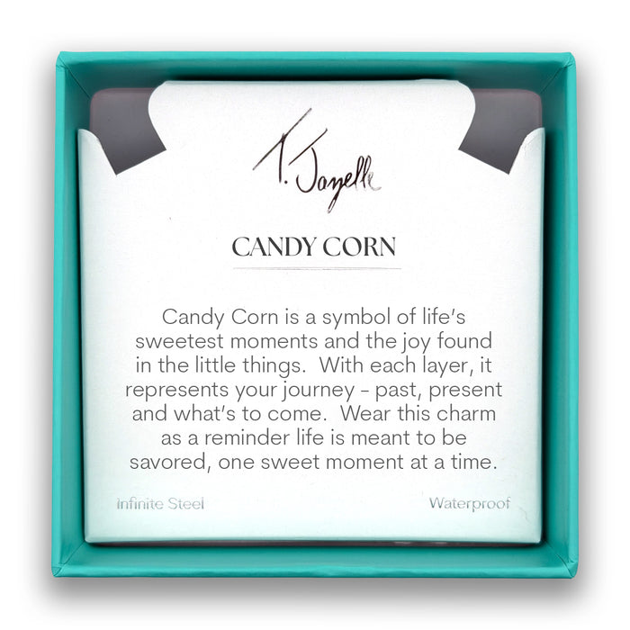 Candy Corn Charm with Teal White Jade Gemstone Bracelet