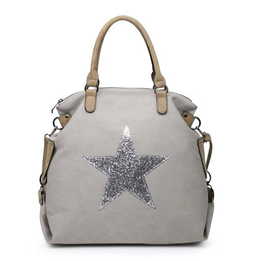 Canvas Star Bag - Light Grey