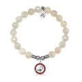 Cardinal Garnet CZ Charm with Moonstone Gemstone Bracelet