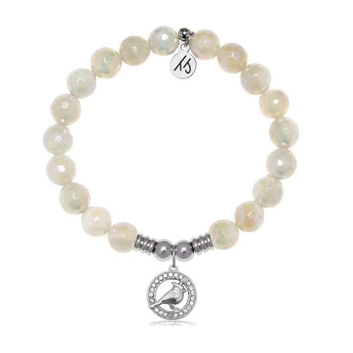 Cardinal CZ Charm with Moonstone Gemstone Bracelet