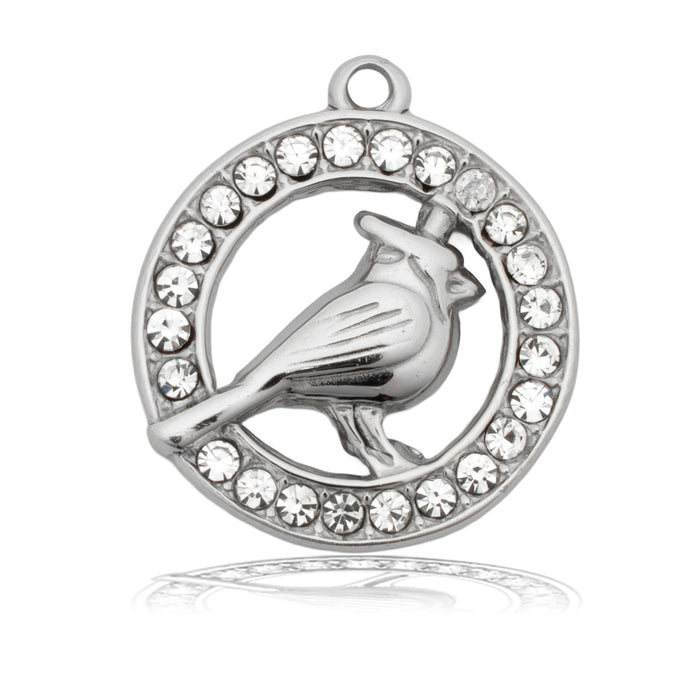 Cardinal CZ Charm with Moonstone Gemstone Bracelet