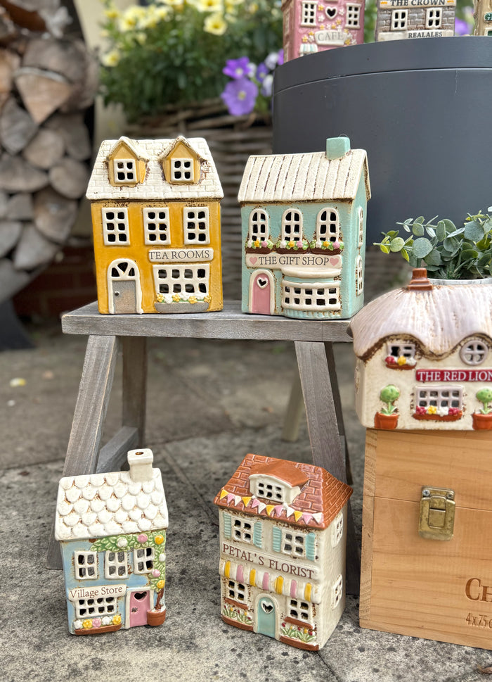 Ceramic Grey Village Crown Pub Candle Holder