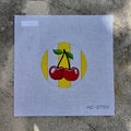 Cherries on Yellow Stripes 4" Round