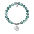Cherub Charm with Teal White Jade Gemstone Bracelet