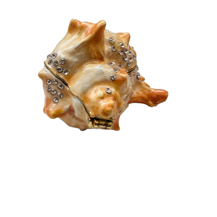 Conch ShellDecorative Shell with Rhinestones Hinged Trinket Box