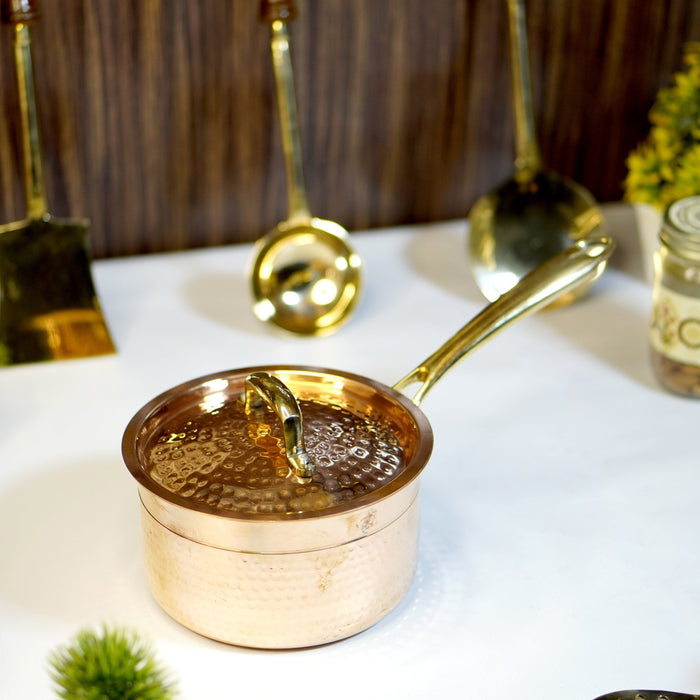 Copper saucepan / patila tincoated with lid - Brass Globe -