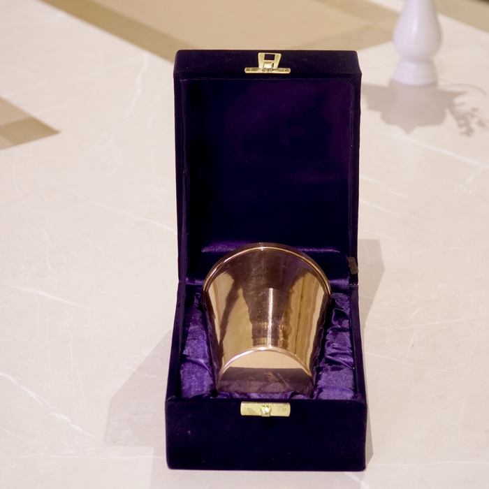 Copper Water Glass With Velvet Box - Brass Globe