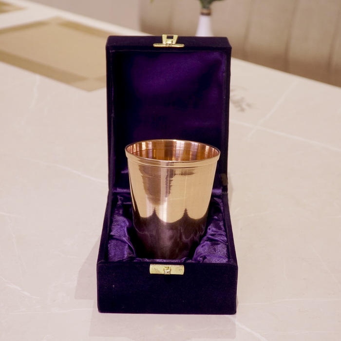 Copper Water Glass With Velvet Box - Brass Globe