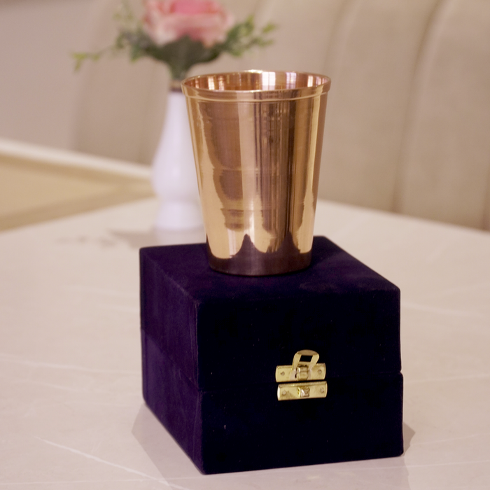 Copper Water Glass With Velvet Box - Brass Globe