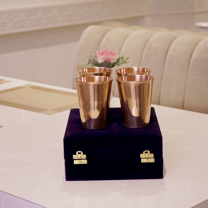 Copper Water Glass With Velvet Box - Brass Globe