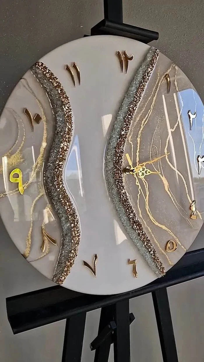 Coral Dream Arabic Style Resin Wall Clock - Pacific Resin Art