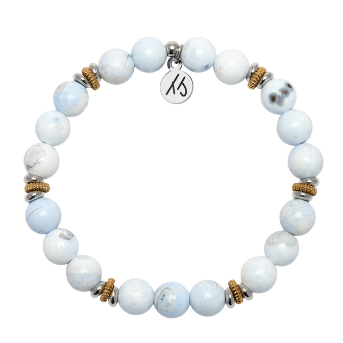 Courage Within Collection- Light Blue White Agate Gemstone Bracelet