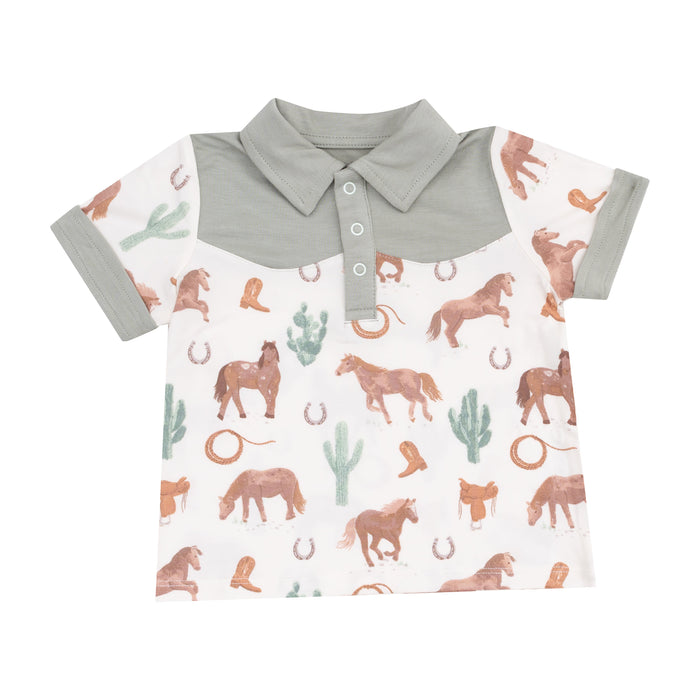 Cowboy Polo & Short Set - Western Horses Uni