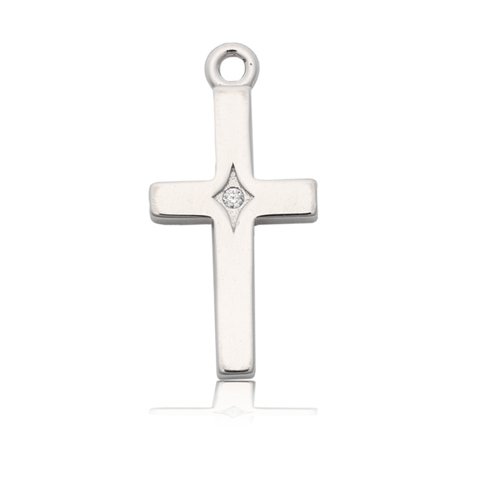 Cross CZ Charm with Moonstone Gemstone Bracelet