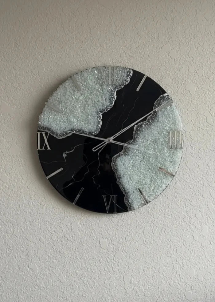 Crystal Dawn Elegant Resin Wall Clock - Pacific Resin Art