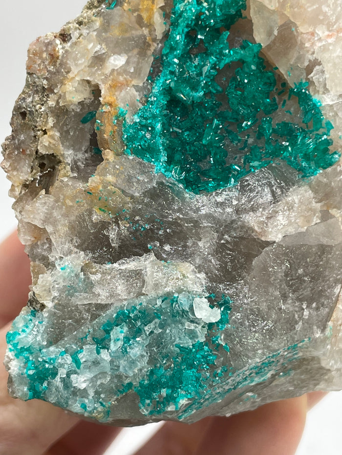 Dioptase on Quartz from Omaue, Kaokoveld, Namibia