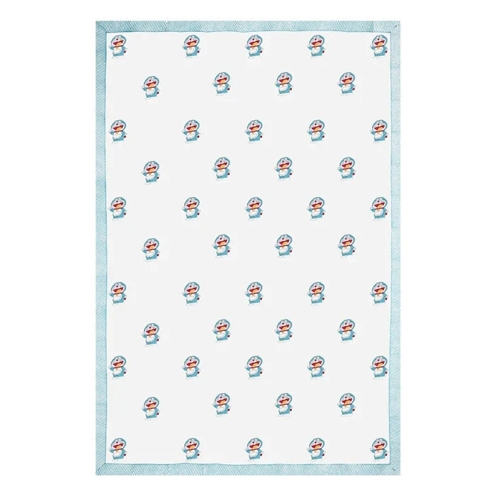 Doraemon Block Printed Kids Cotton Bedsheet - Single Bed Size (60X90 Inches)